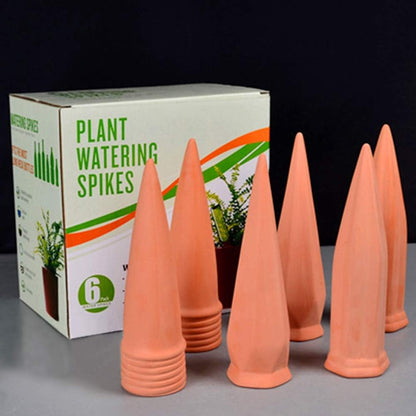 MorTime 6pcs Plant Watering Devices, Plant Waterer Self Watering Terracotta Spikes Automatically Water Your Indoor and Outdoor Plants While On Vacation