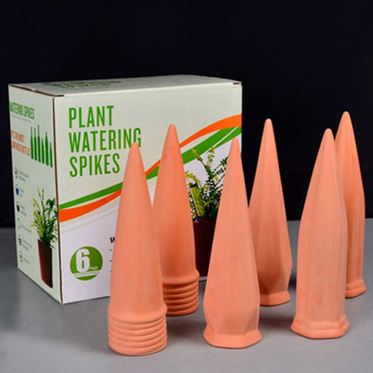 MorTime 6pcs Plant Watering Devices, Plant Waterer Self Watering Terracotta Spikes Automatically Water Your Indoor and Outdoor Plants While On Vacation