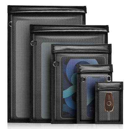 5 Pack Faraday Bags for Phones,RFID Key Fob Blocker Pounch Fireproof Waterproof EMP Proof Go Dark Bag for Cell Phone Block Signal and Anti-Tracking