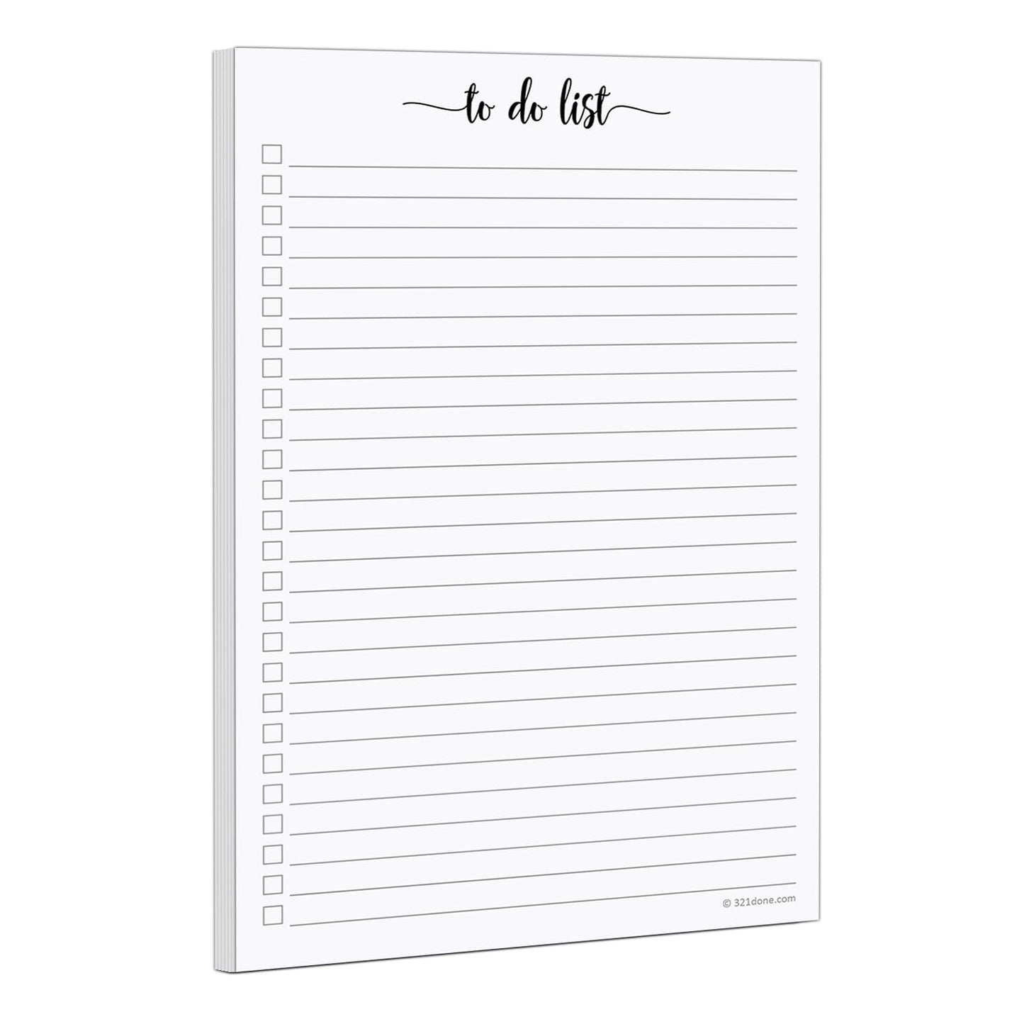 321Done To Do List Notepad, Made in USA - 5.5x8.5, Simple Checklist, Cute Modern Design for Organizing, Planning, College Ruled, Thick Heavy Paper - 50 Sheets