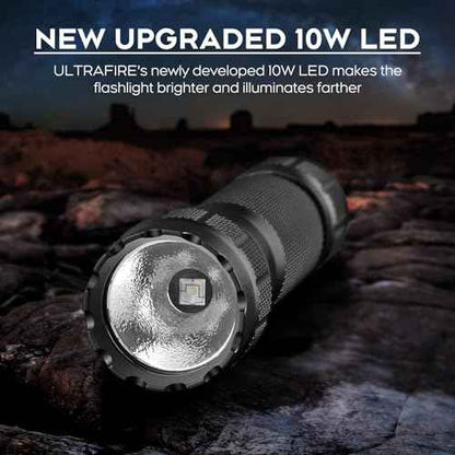 ULTRAFIRE Green Hunting LED Flashlight, 10W Single Mode Green Light, 350 Yards Super Bright Hog Predator Flashlight for Night Observation WF-501G