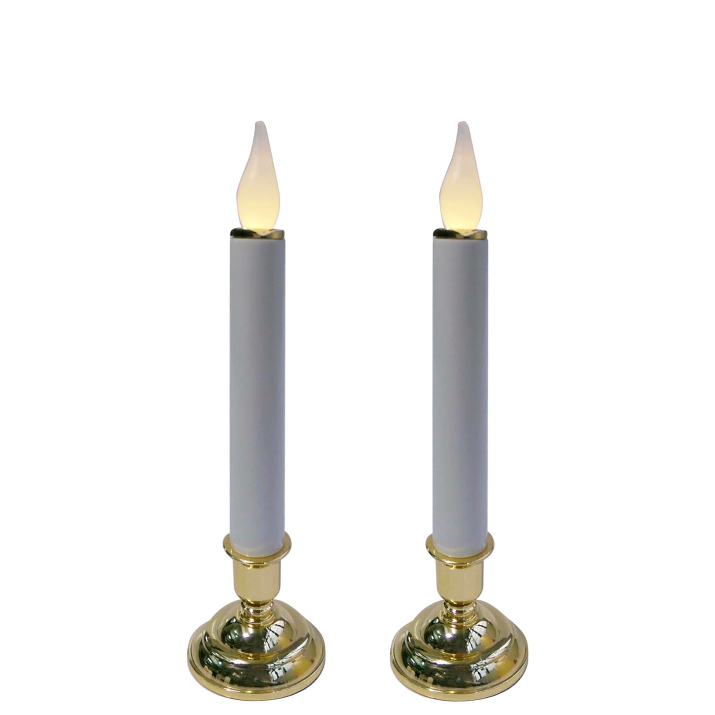 Brite Star Battery Operated 10-Inch LED Candles - Steady Burn Flameless Chatham Candles With Gold Base, Timer & Suction Cup - Perfect for Indoor Window, Outdoor Patio Home Decor- 2 Pack