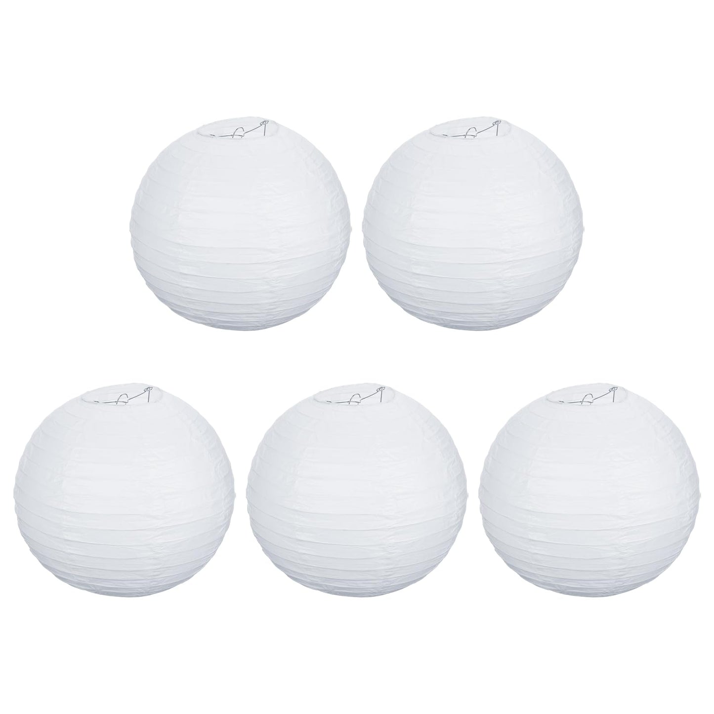 PATIKIL 12" Paper Lanterns, 5 Pcs Round Hanging Chinese/Japanese Lantern Decoration for Home Birthday Party Wedding Christmas Classroom Decor, White