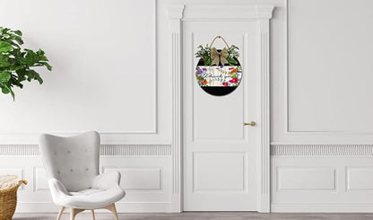 A Garden Thank You Front Door Sign Funny Wreaths Hanging Wooden Plaque Decoration Round Rustic Wood Farmhouse Porch Decor for Home Front Door Decor, 12 x 12 Inch