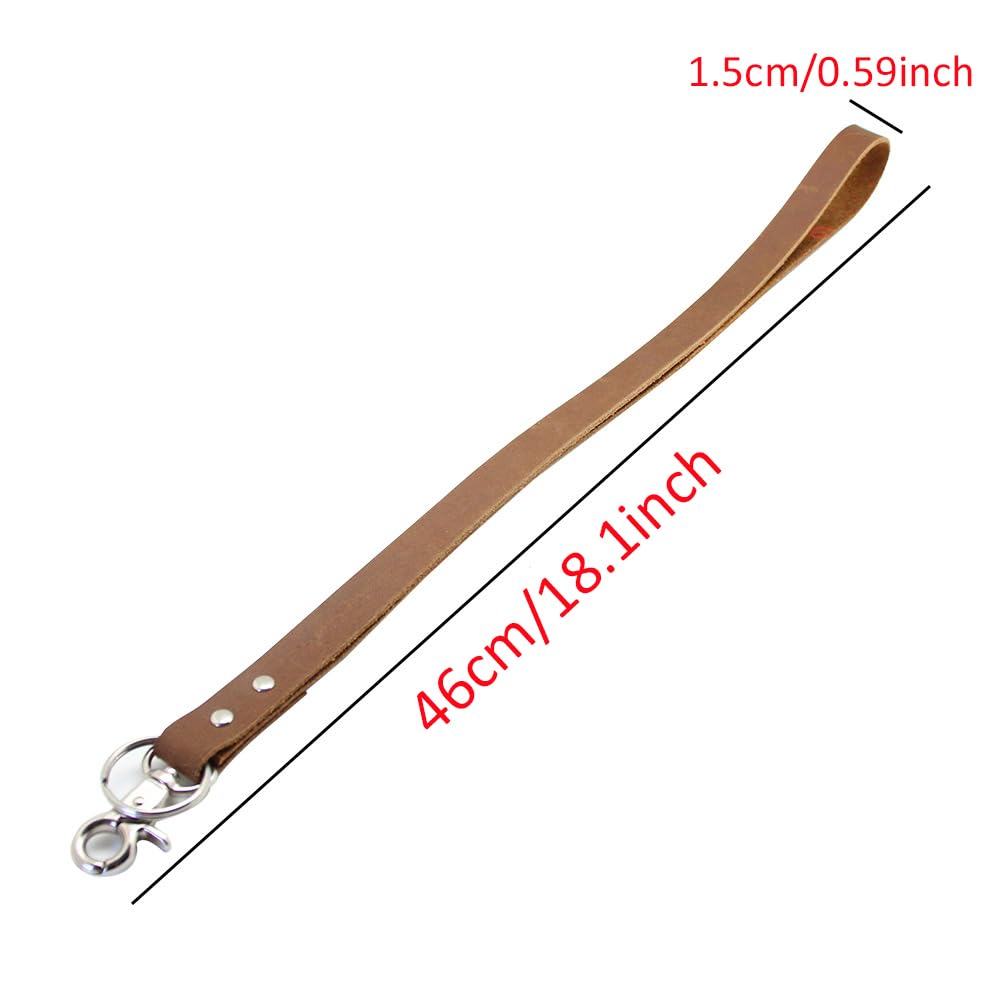 Payutou Leather Keychain Lanyard For Women Neck, Genuine Leather Handmade Lanyard with Keychain for Cellphone, Keys, ID Badge Holder, Camera,1Pcs