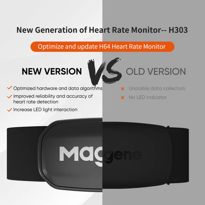 Magene H303 Heart Rate Monitor, Heart Rate Sensor Chest Strap, Protocol ANT+/Bluetooth, Compatible with iOS/Android APPs