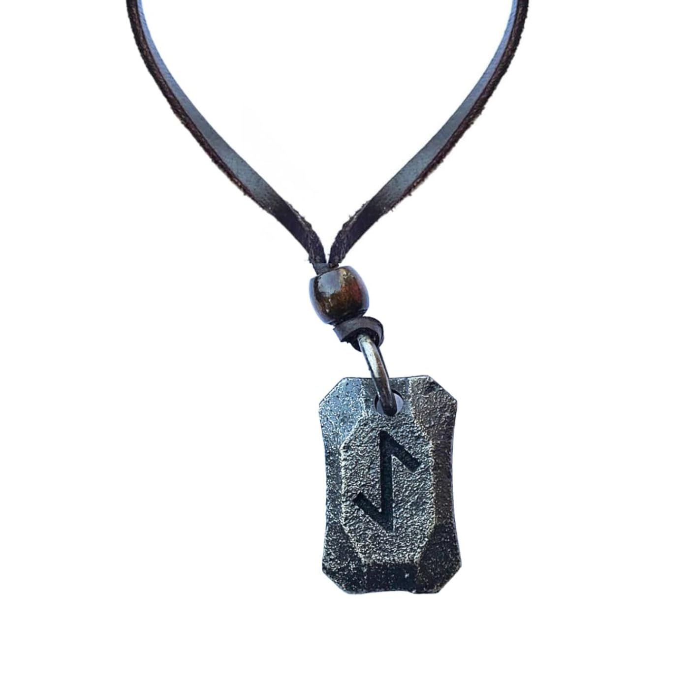 Norse Alley Laguz Viking Necklace with Adjustable Leather Cord | Nordic Rune Pendant | Runes Viking Jewelry for Men & Women
