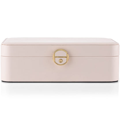 Vlando 2-Layer Jewelry Box,Valentines Day Gifts for Her Jewelry Organizer for Women Removable Jewelry Tray for Earrings Necklace,Gift Ideas,Birthday Graduation Gifts Apricot Pink