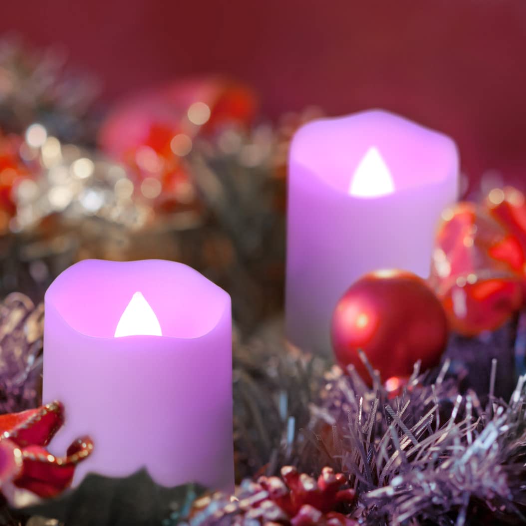 Sanmli 12pcs Rechargeable Flameless Tea Lights RGB with Charging Base and Remote Timer, Color Changing Flickering Electric LED Votive Fake Candles, USB Cable Included