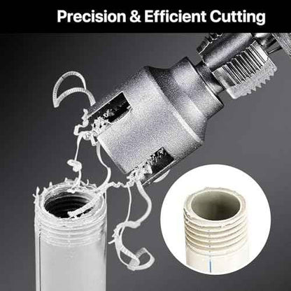 2PCS PVC Pipe Threader Tool Set, 1/2" & 3/4" Internal & External Thread Cutter | Heavy-Duty Alloy Steel, Drill-Compatible PVC Pipe Tool for Plumbing & DIY