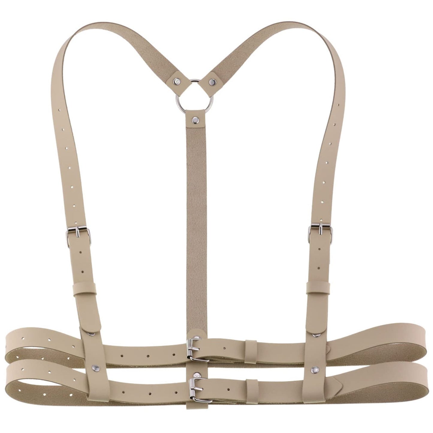 eYLun Women Leather Harness Belt Punk Body Waist Belt Adjustable Goth Waist Straps Belt Khaki
