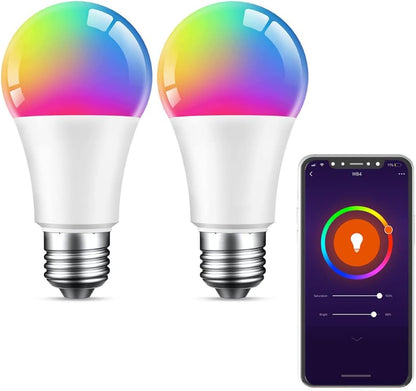 Beantech Wi-Fi Smart Light Bulb, Full Color Changing Light Bulb(RGB+W) 2 Pack-Compatible with Alexa and Google Assistant, Multicolor, (WB5-2p)