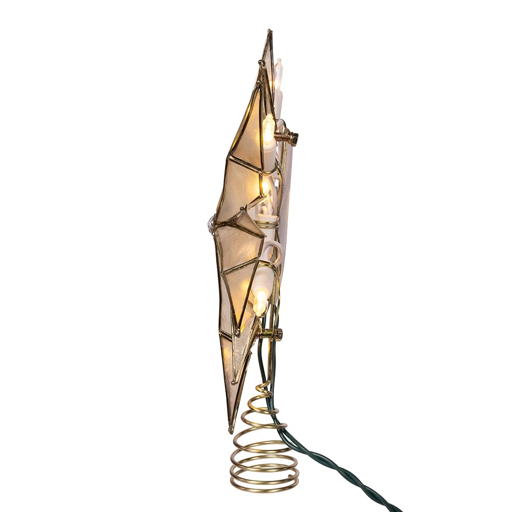 Kurt Adler 10 Light LED 12POINT Capiz Star + Gem Center Treetop