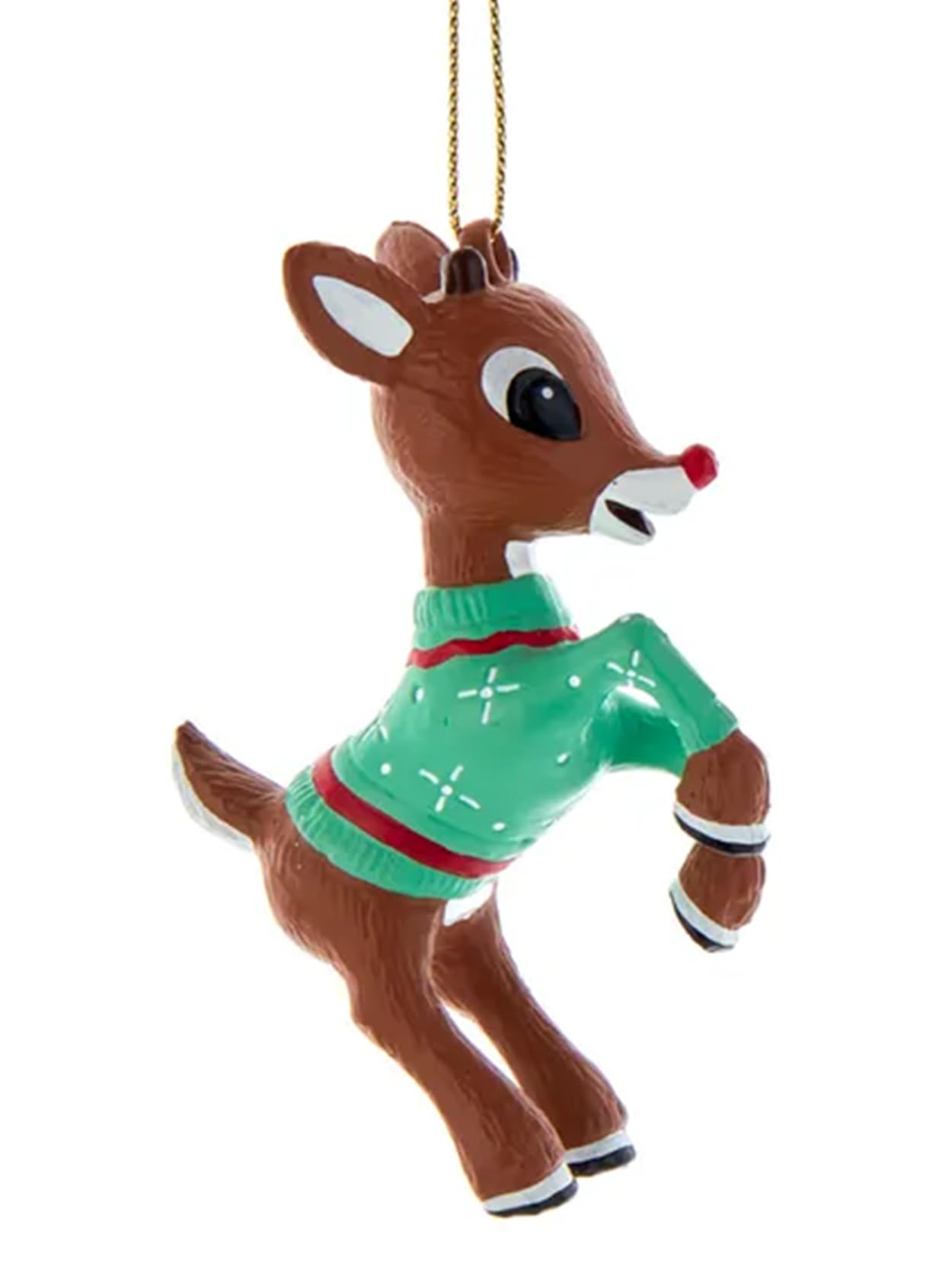 Kurt S. Adler Rudolph The Red-Nosed Reindeer in Ugly Sweater Christmas Holiday Ornament Gift Boxed (One Size, Green)