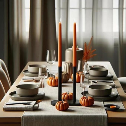 12-Inch Tall Dripless Taper Candles Set of 4 - Orange Tapered Candles, Perfect for Halloween,Fall - Smokeless, Unscented, Long Burning - Hand Poured, Colored Tall Candlesticks - Thanksgiving
