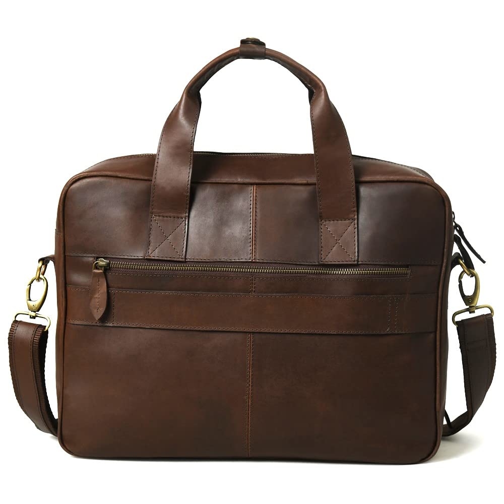Gratlin Full Grain Buffalo Leather Briefcase For Men | Handcrafted Genuine Leather Messenger Bag for Men & Women | Brown Leather Laptop Bag for Men | Best Leather Bag Satchel Computer Case in 16 Inch