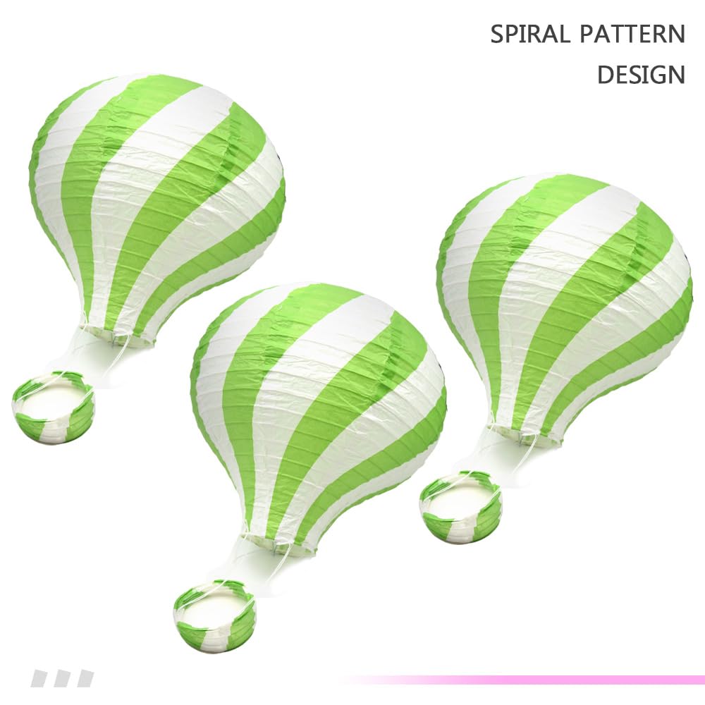 Ruidee 3 Pieces Hanging Hot Air Balloon Paper Lanterns 12 inch Paper Lanterns Set Decoration Ball Lamps for Wedding, Birthday, Anniversary, Christmas (Green)