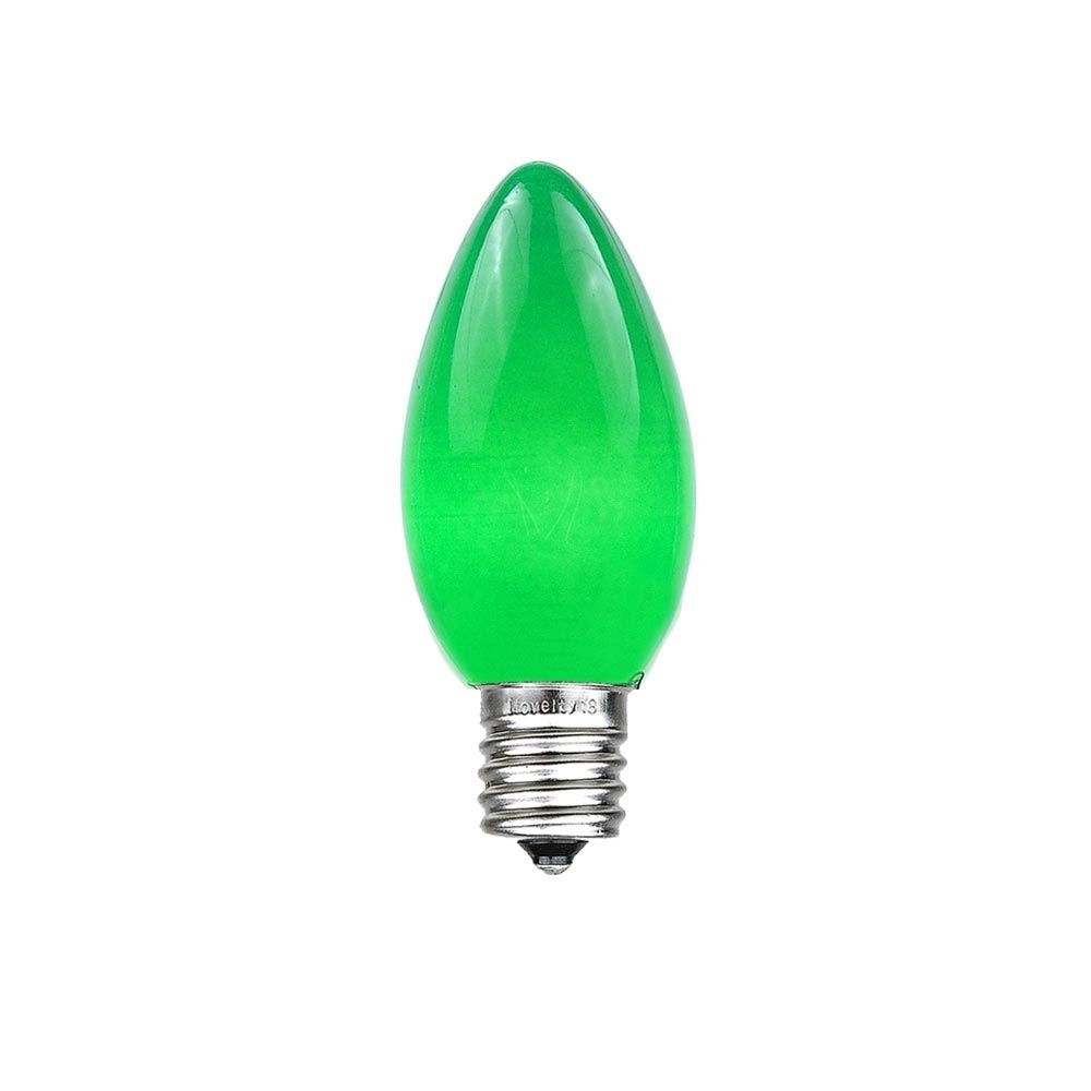 Novelty Lights Ceramic Christmas Replacement Bulbs - Outdoor Individual Bulbs for Events, Holiday Parties, Patios, and More - C7/E12 Candelabra Base, 5 Watt Lights (Green, 25 Pack)