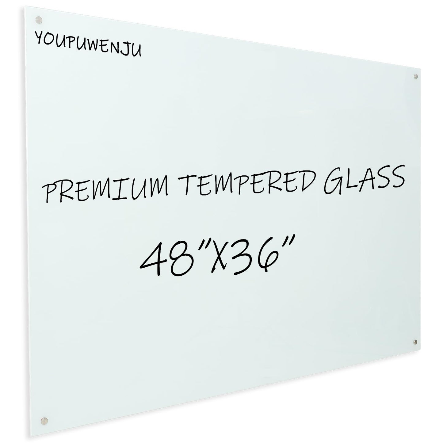 Magnetic Glass Writeboard 48"X36" Premium Tempered Dry Erase Boards Wall Mounted Frameless Whiteboard Bulletin Message Boards (White)