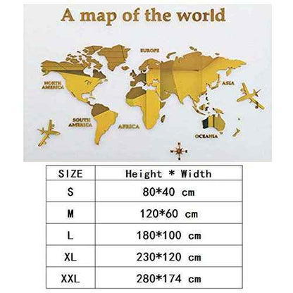 3D Wall Stickers - DIY World Map Wall Decal Sticker Murals Map Wall D?cor for Living Room Bedroom TV Background Home Decorations(Golden,S:80x40 cm)