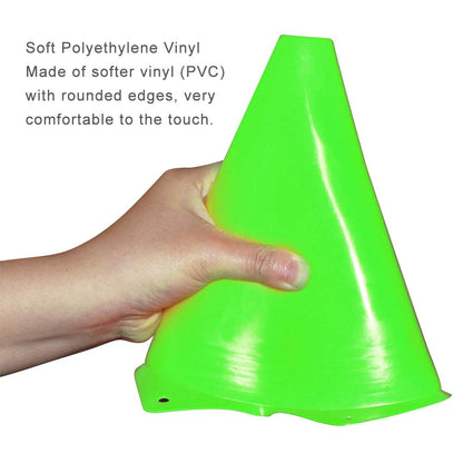 Fragraim 9 Inch Plastic Training Traffic Cones, Sport Cones, Agility Field Marker Cones for Soccer Basketball Football Drills Training, Outdoor Activity or Events - Set of 24, Green