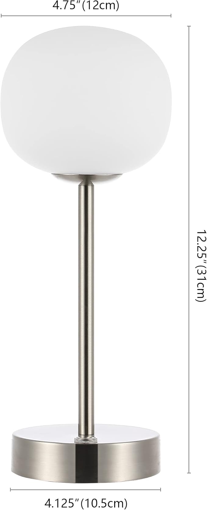 JONATHAN Y JYL7108A Natalia 12.25" Modern Minimalist Iron Rechargeable Integrated LED Table Lamp Contemporary Bedside Desk Nightstand Lamp for Bedroom Living Room Office, Nickel/White