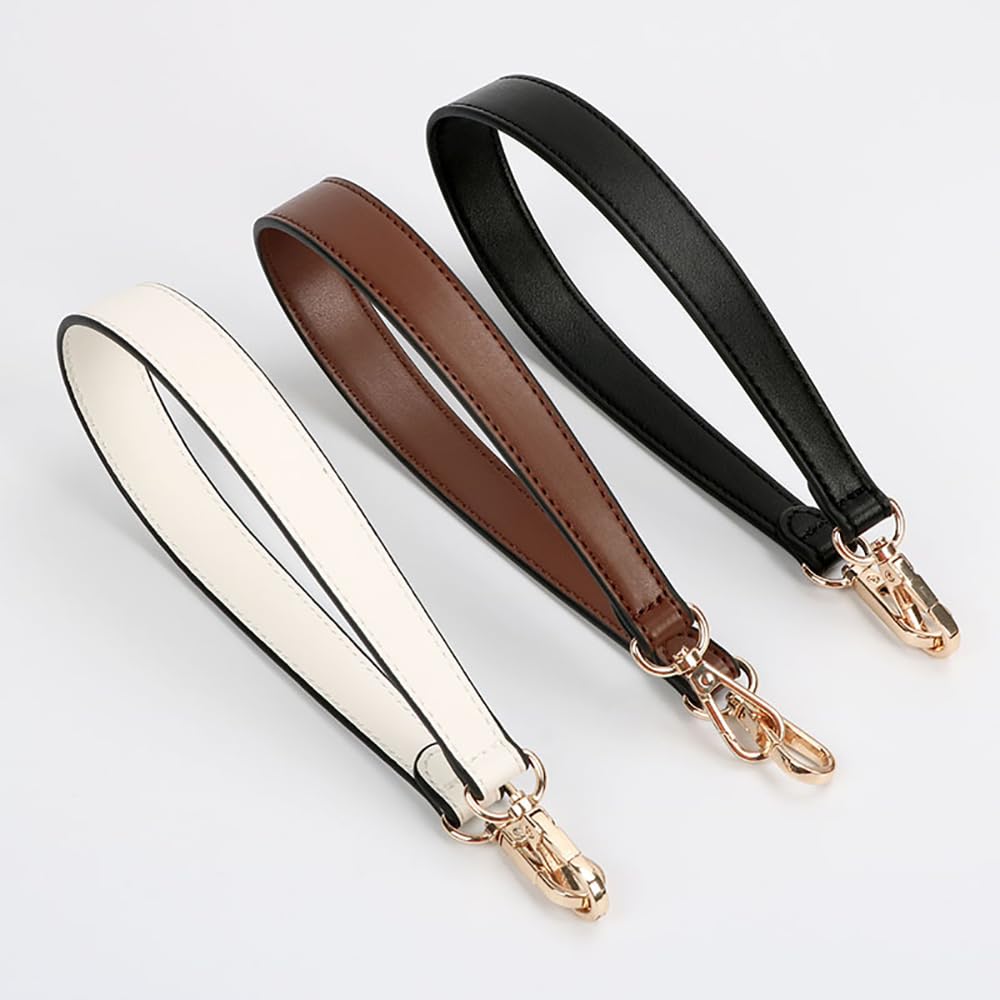 Flat Grain Leather Replacement Straps for Handbags Purse Straps Replacement Crossbody Gold Clasps Women Purse Making 14.17"(36CM) Long Black