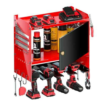 Toolbox Wall-Mounted Tool Cabinet Organizer,150LBS Weight Capacity for Power Tools, 30-Tool Garage/Studio Storage System, 15-Min Quick Assembly with Metal Frame, Father Day Gift for Men
