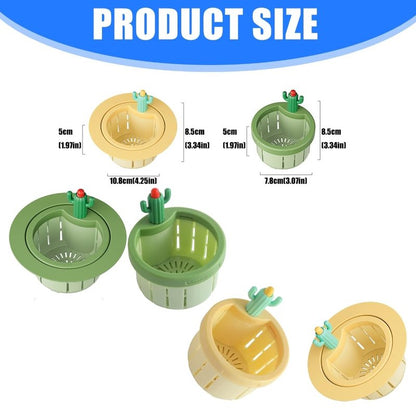 Cactus Kitchen Sink Drain Strainer Press to Dump Basket Waste Collector Fun Sink Accessory for Home Bathroom (YellowGreen-2)