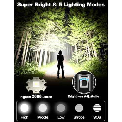 PHIXTON Rechargeable Flashlights High Lumens 10000 Super Bright Long Range 3280FT, Long Lasting 15H Powerful USB C LED Strong Flash Light High Powered, Heavy Duty, Zoomable, for Home Camping Gift