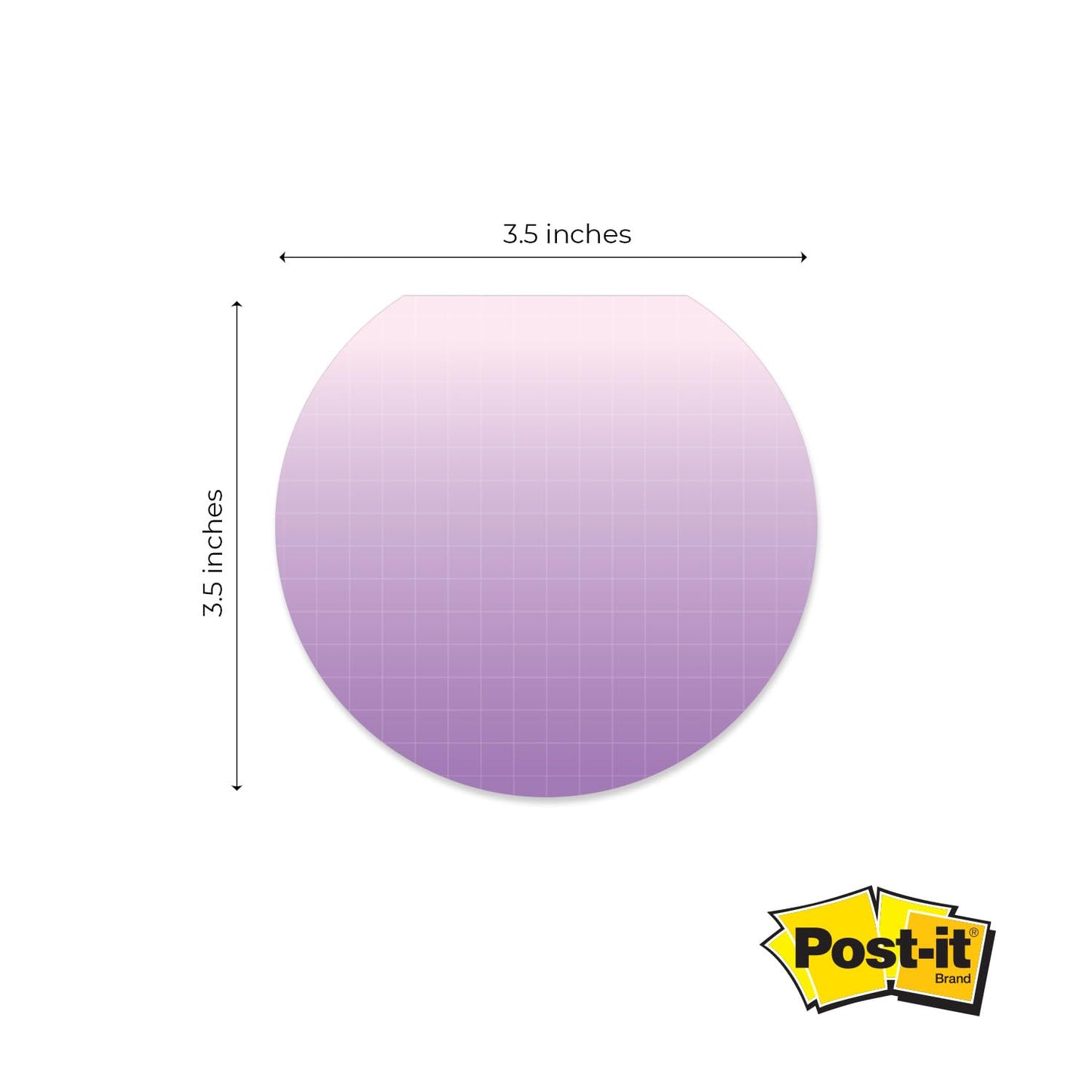 Ombre Sticky Note Pad Assortment/Set of 3 Round Flat Top Striped Planner Note Pads / 3.5" Grid Sticky Notes / 50 Sheets Per Pad/Made in USA