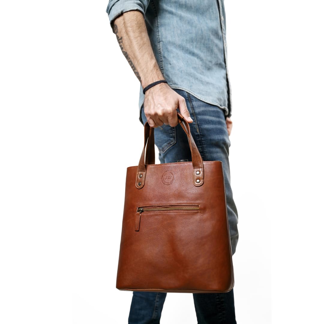 Argali Wines Premium Collection Leather Wine Tote Bag, Brown