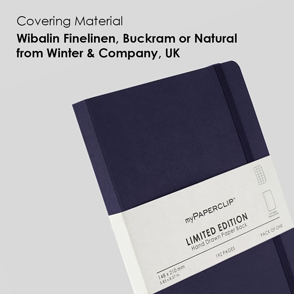 myPAPERCLIP Limited Edition A5 Checks/Square Grid Notebook | 192 Pages, 100 GSM, Soft Cover, A5 (5.83 × 8.27 in) | Flat Lay | Bookmark & Elastic Closure | Aubergine