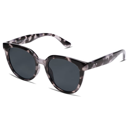 SOJOS Trendy Cat Eye Round Polarized Sunglasses for Women Fashion UV Protection Sunnies Sunglasses SJ2175