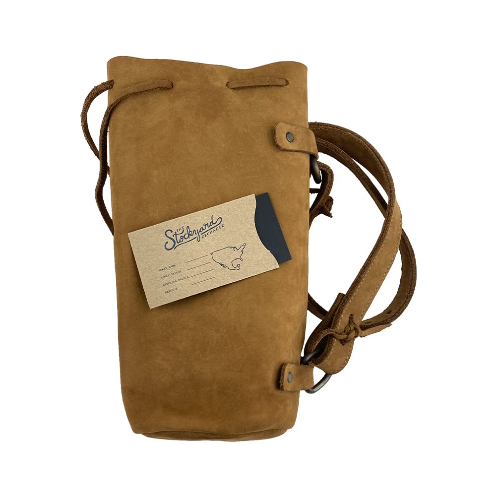 Hide & Drink Durable Leather Wine Carrier Handmade (Toffee Suede)