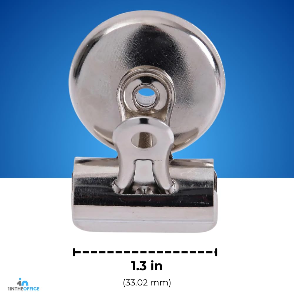1InTheOffice Bulldog Clips 1.5 Inch - Heavy Duty Refrigerator Magnetic Clips - 1.3" (18 Pack)