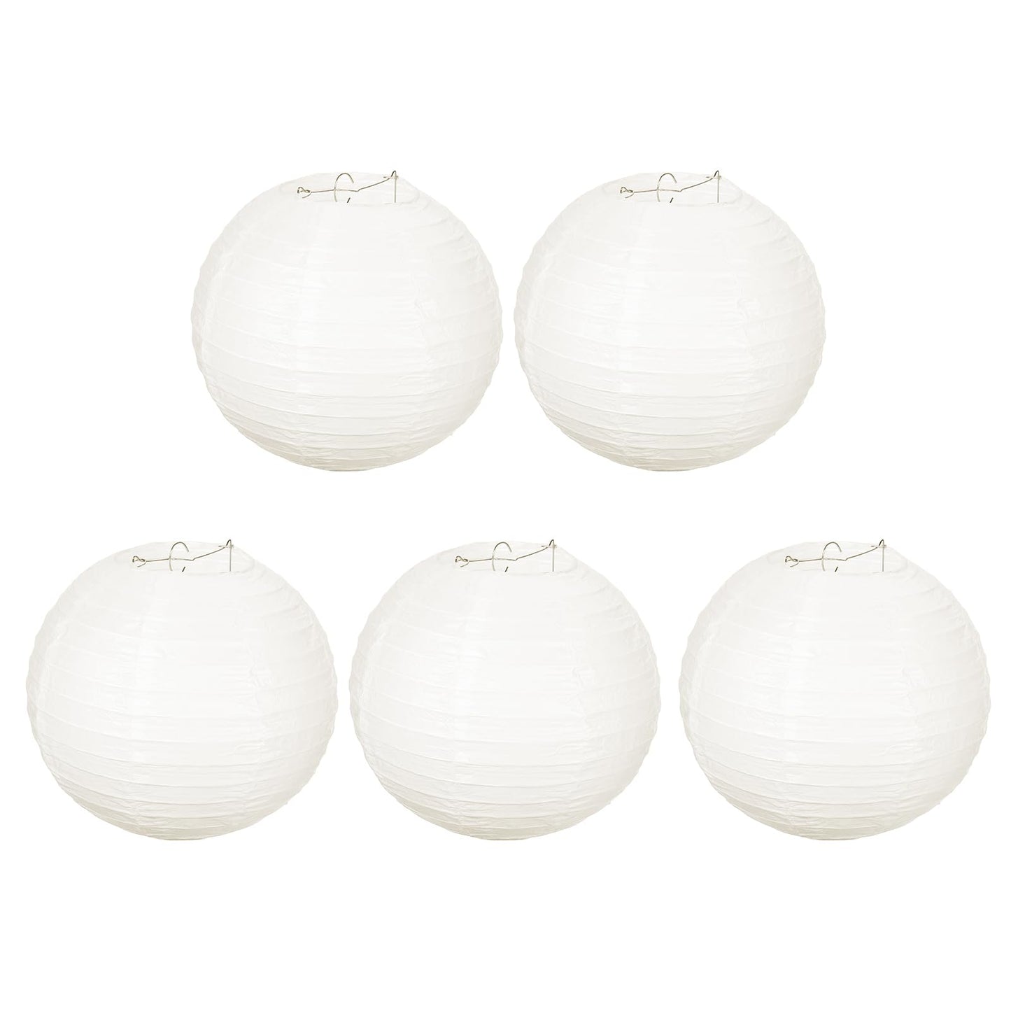 PATIKIL 10" Paper Lanterns, 5 Pcs Round Hanging Chinese/Japanese Lantern Decoration for Home Birthday Party Wedding Christmas Classroom Decor, Cream