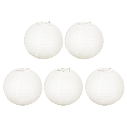 PATIKIL 10" Paper Lanterns, 5 Pcs Round Hanging Chinese/Japanese Lantern Decoration for Home Birthday Party Wedding Christmas Classroom Decor, Cream