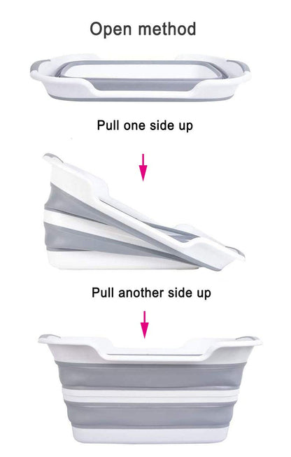 Qyuruisi Collapsible Pet Bathtub for Small Dogs and Cats Portable Bath Tub for Dog Organizer Folding Washing Tub Non Slip with Drainage Hole (Grey)