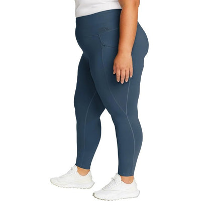 Eddie Bauer Women's Comfort Stretch Moisture Wicking Trail Legging Tight with Pockets (US, Alpha, X-Large, Regular, Regular, Blue)