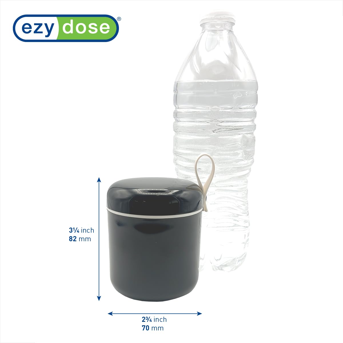 EZY DOSE Mini Vitamin Organizer, Multi Compartments, Portable and Compact Design, Easy Access Sliding Pill Dispenser, Supplement Organizer with Anti-Mix Design, Travel Friendly, Large, Black and Cream