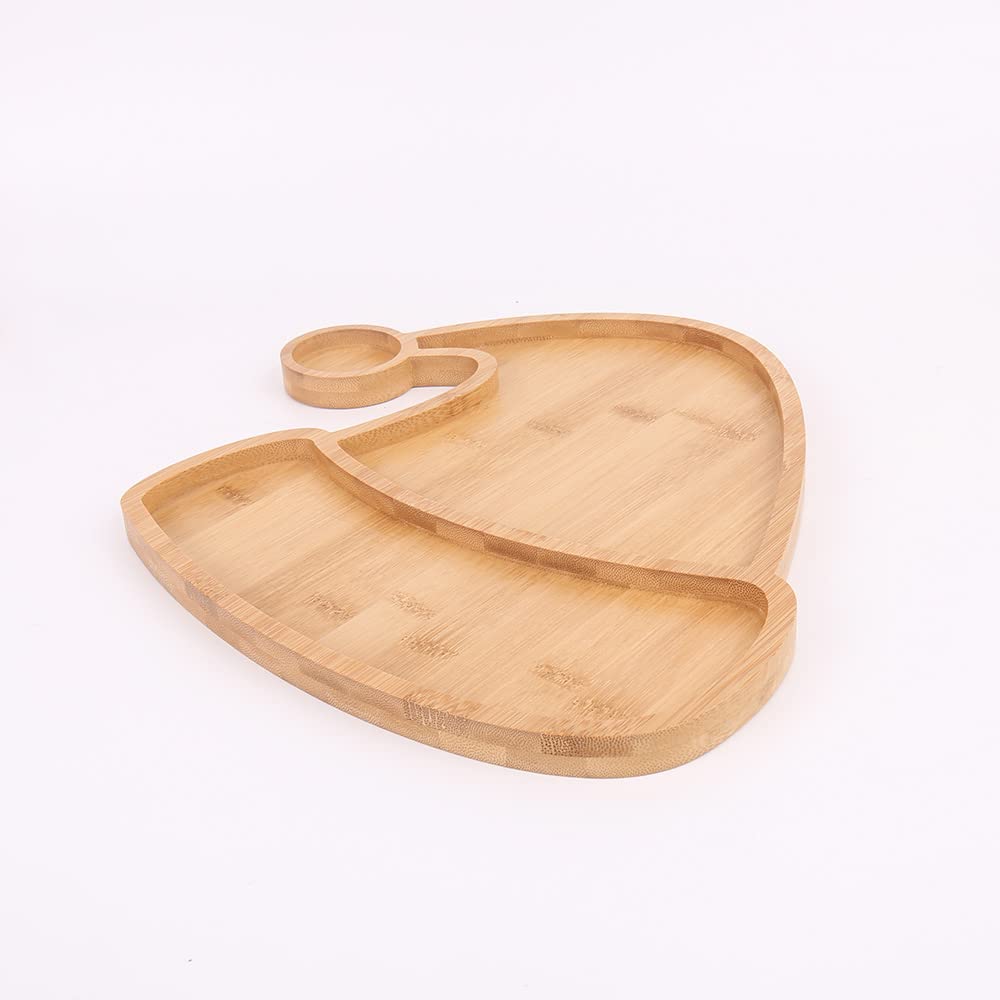 KEPATO Christmas Dishes Wooden Serving Tray,Christmas Santa Hat Shape Sushi Plate Tray for Restaurant and Home