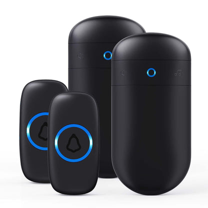 Wireless Doorbell, SECRUI Door bell Over 1000ft Coverage with 2 Plug-In Receivers, 1 Waterproof Push button, 52 Chimes, 110dB loud Sound Colorful LED Flash