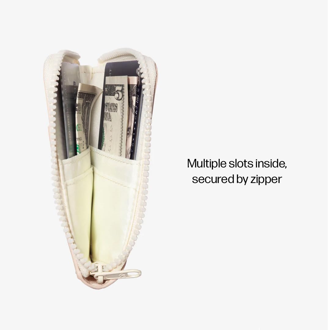 Thread Wallets RFID Blocking Leather Zip Wallet with Card Holder for Men and Women (Off White)