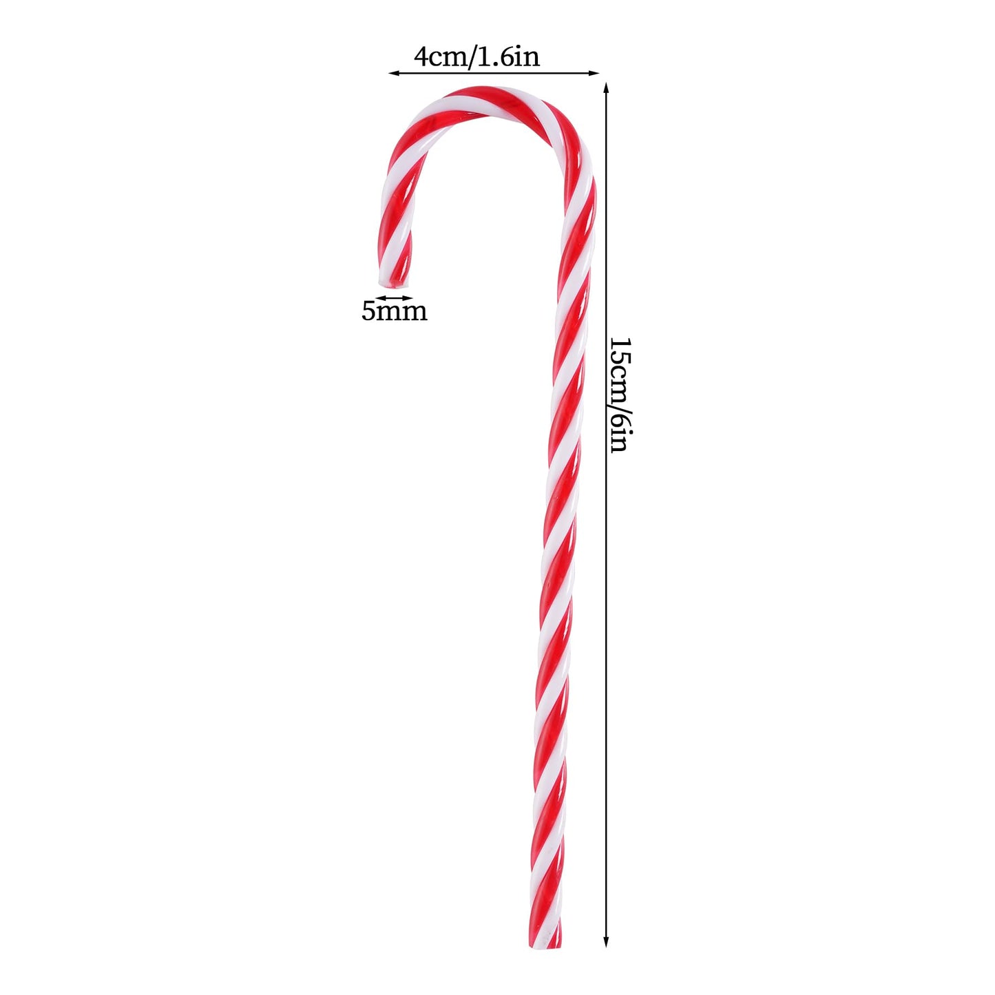 Jmkcoz 100 Pcs Christmas Plastic Candy Cane Christmas Tree Hanging Ornament Twisted Crutch Candy Canes for Xmas Gift Holiday Decoration Party Favor (100, Red and White)