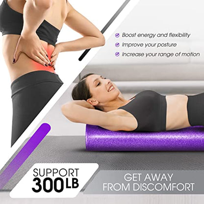 Yes4All High-Density EPP Round Back Roller Foam, Exercise Foam Roller for Yoga, Pilates & Stretching - 12, 18, 24, 36 inch