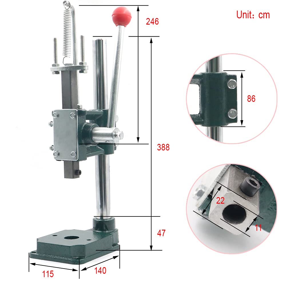 Multi-Function Hand Press and Hole Punch Machine for Stamping Leather Stitching Holes with 1.5-13MM Chuck and 4.4cm Press Plate Get Your Craft Work Slient (YVK-16S-PP-CK1)