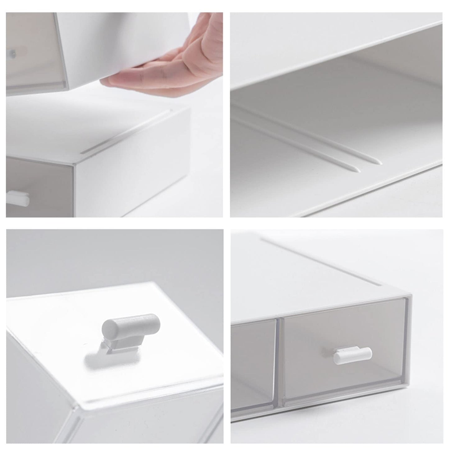 Desk Organizer-3 Tier Stackable Storage Drawers with 6 Compartments White Compact Desk Storage Drawers Great for Makeup Storage Bathroom Organization Accessories Etc (White)