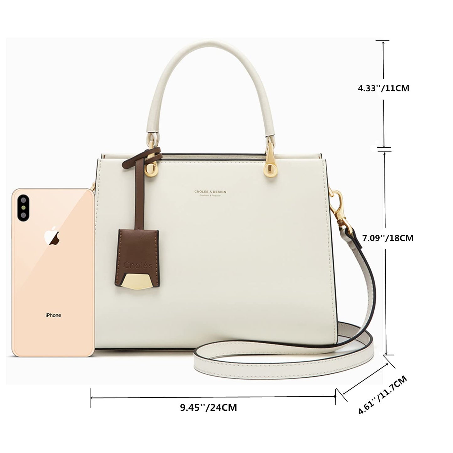 Cnoles Handbags for Women Fashion Leather Tote Shoulder Bags Ladies Handle Satchel Purse Brown
