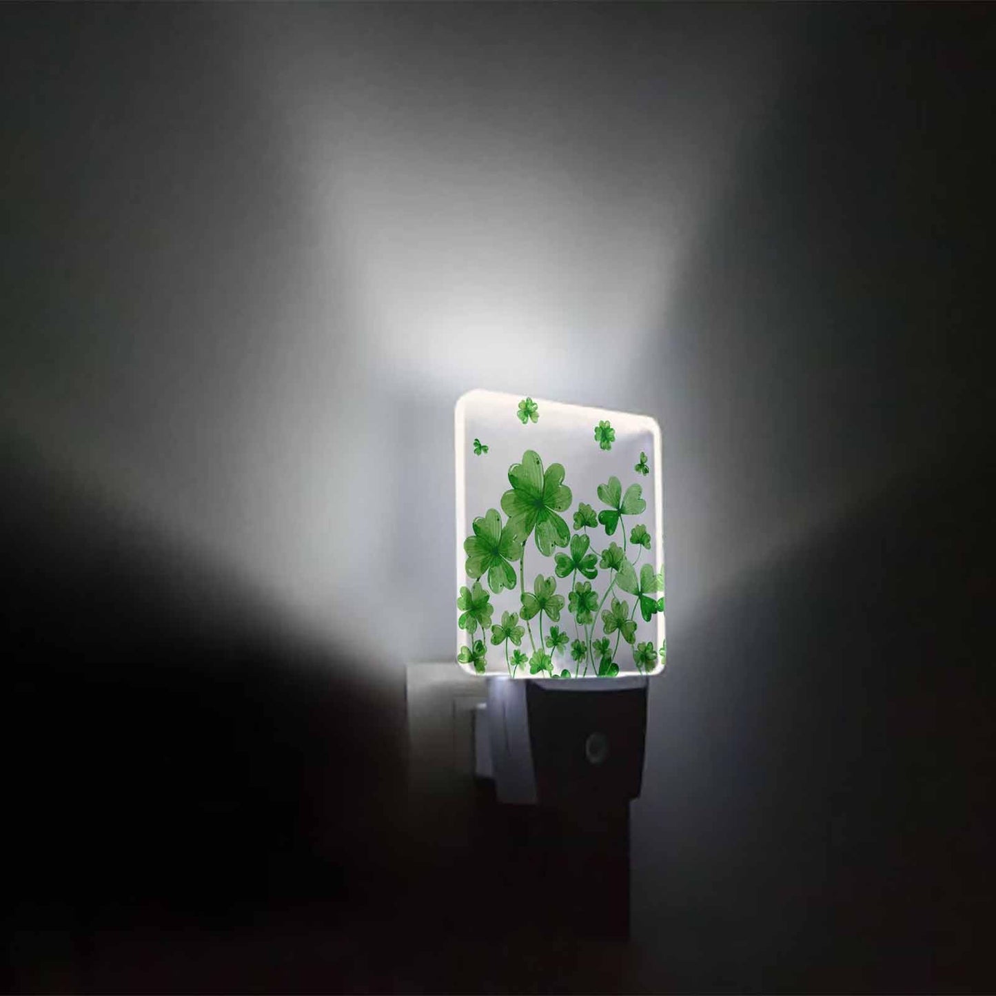 St. Patrick's Day Shamrock Plug-in LED Night Lights Lucky Clover Leaves Auto Dusk-to-Dawn Sensor for Bedroom, Bathroom, Kitchen, Nursery, Hallway, Stairs, Wall Home Decor